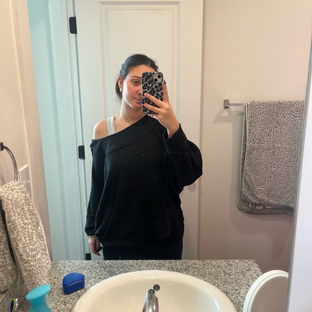 Women's Black Off-Shoulder Sweater Free People
